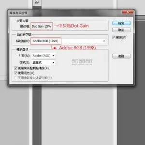 uPrint藝術微噴檔案製作說明-轉換描述檔Dot Gain中行灰 to AdobeRGB